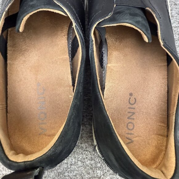 ✅Vionic Slip-On Loafers Womens Sz 9.5 Zinah Black Leather Casual Sneakers Shoes - Picture 3 of 11